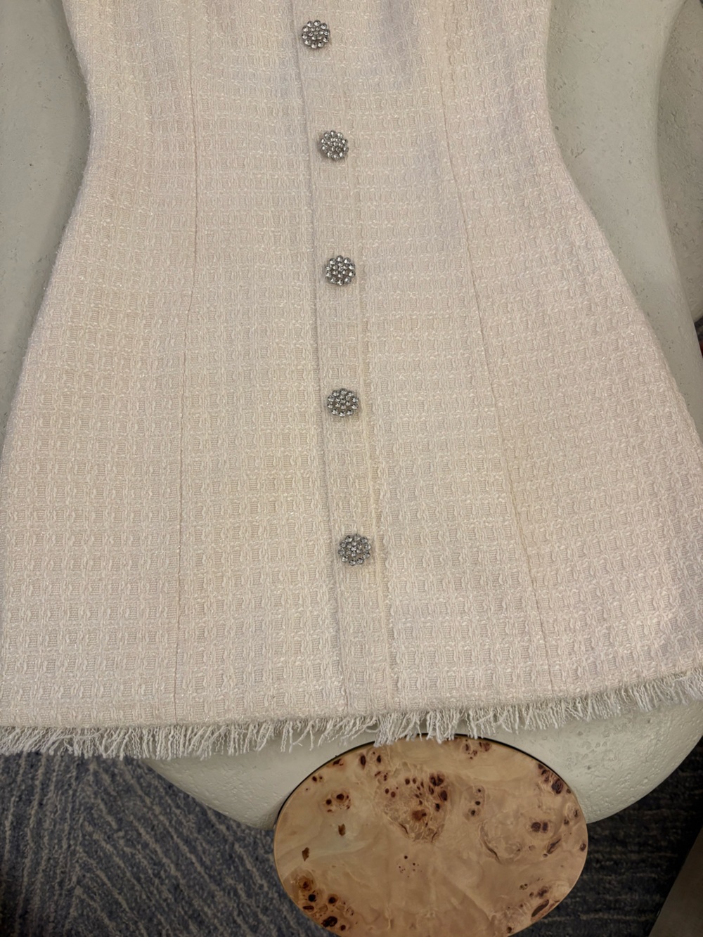 Likely Ivory Tweed Button-Front Mini Dress - Picture 7 of 8